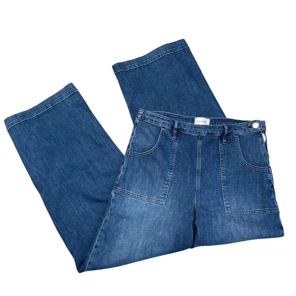 Frame Le High Flare Jeans Women 31 Blue Excellent Crossings Clean Patch Pockets